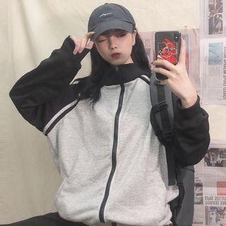 Mock Two Piece Color Block Zipped Jacket