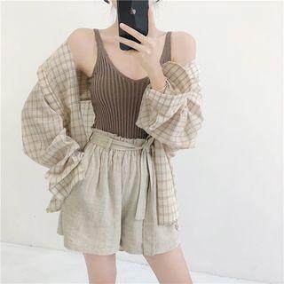 Knit Tank Top Khaki - One Size