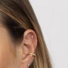 Rhinestone Stud Earring 1 Pc - Gold - One Size