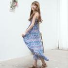 Patterned Halter Maxi Sundress