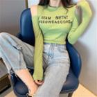 Lettering Cut-out Long-sleeve T-shirt