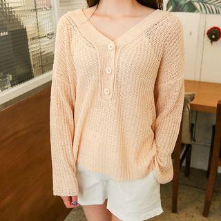 Buttoned Sheer Sweater