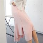 Dip-back Asymmetric-hem Long Skirt