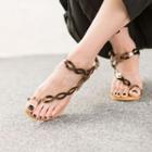 Toe-loop Cutout-detail Wedge-heel Sandals