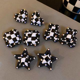 Checker Rhinestone Alloy Earring (various Designs)