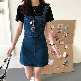Denim Mini Sheath Overall Dress