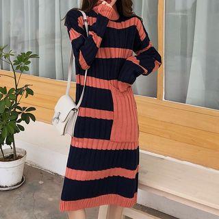 Turtleneck Striped Knit Dress