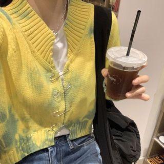 Pin Accent Tie Dye Cardigan As Shown In Figure - One Size