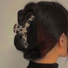 Leopard Print Hair Clamp 1598a - Black & Beige - One Size