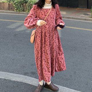 Floral Long-sleeve Midi A-line Dress / Long-sleeve T-shirt