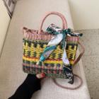 Color Panel Woven Crossbody Bag Yellow - One Size