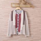 Paneled Buttoned Knit Cardigan