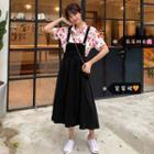 Short-sleeve Floral Print Shirt / Midi Jumper Dress