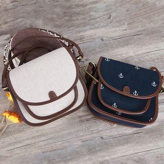 Contrast-trim Canvas Cross Bag