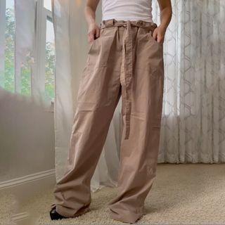 Plain High Waist Straight Leg Loose-fit Pants