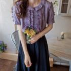 Pintuck-front Frilled Blouse