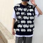 Knit Vest/ Knit Long-sleeve Sweater