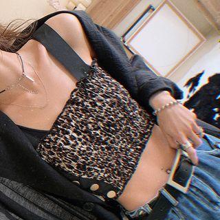 Leopard Print Smocked Cropped Camisole Top Leopard - One Size