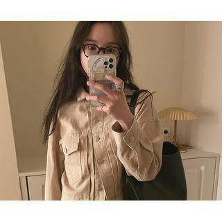 Drop-shoulder Pintuck Trucker Jacket One Size