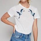 Short Sleeve Bird Embroidered T-shirt