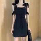 Tie-shoulder Button-up A-line Dress