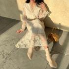 Paisley Lace Maxi Wrap Dress Ivory - One Size