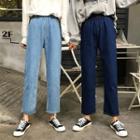 Wide High-waist Shift Pants Cropped Jeans