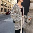 Stripe Tie-waist Cardigan / Sweater