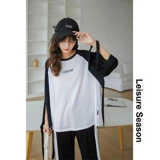 Tie-cuff Colorblock Raglan T-shirt