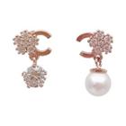 Non-matching Rhinestone Drop Earring 1 Pair - As Shown In Figure - One Size