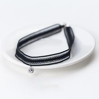 925 Sterling Silver Rhinestone Lace Choker As Shown In Figure - One Size