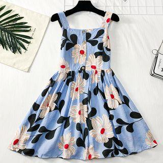 Sleeveless Flower-print A-line Dress