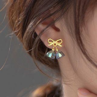 Bow Bell Faux Crystal Sterling Silver Earring