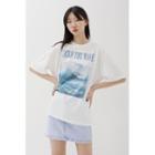 Printed Textured T-shirt White - One Size