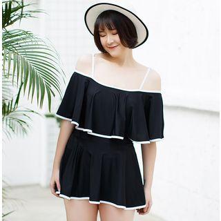 Cold Shoulder Ruffled Swim Dress