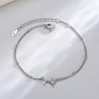 Star Rhinestone Alloy Bracelet Silver - One Size