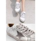 Couple Star-patch Distressed Sneakers