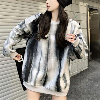 Tie-dye Print Sweatshirt Black & White - One Size