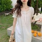 Short-sleeve Lace Sleepdress White - One Size