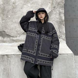 Paisley Print Zip-up Hooded Jacket