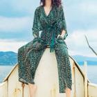 Flared-sleeve Flower Print Jumpsuit