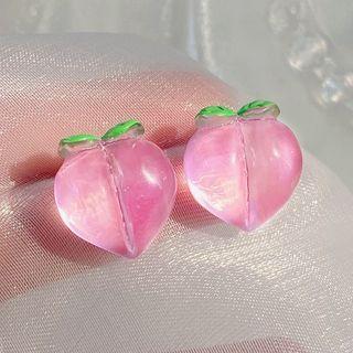 Peach Stud Earring 1 Pair - Pink - One Size