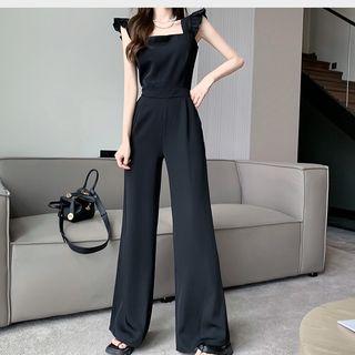 Ruffle Strap Wide Leg Jumpsuit