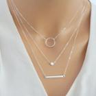 Alloy Bar & Hoop Pendant Layered Necklace