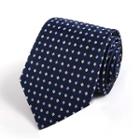 Patterned Silk Neck Tie (8cm) Navy Blue - One Size
