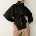 Zip Collar Plain Jacket