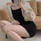 Plain Mini Bodycon Tank Dress / Long-sleeve Shrug