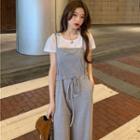 Drawstring Jumper Pants / Short-sleeve Plain T-shirt