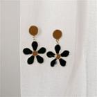 Flower Drop Earring 1 Pair - Earrings - Black & Brown - One Size