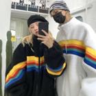 Couple Matching Rainbow Print Fleece Zip-up Jacket